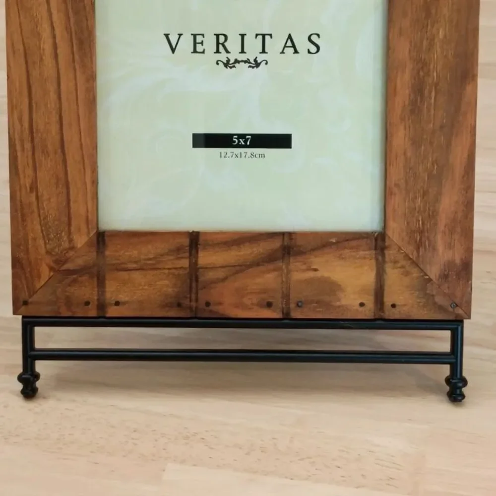 Veritas 5x7 Rustic Wood and Iron Picture Frame Country Decor